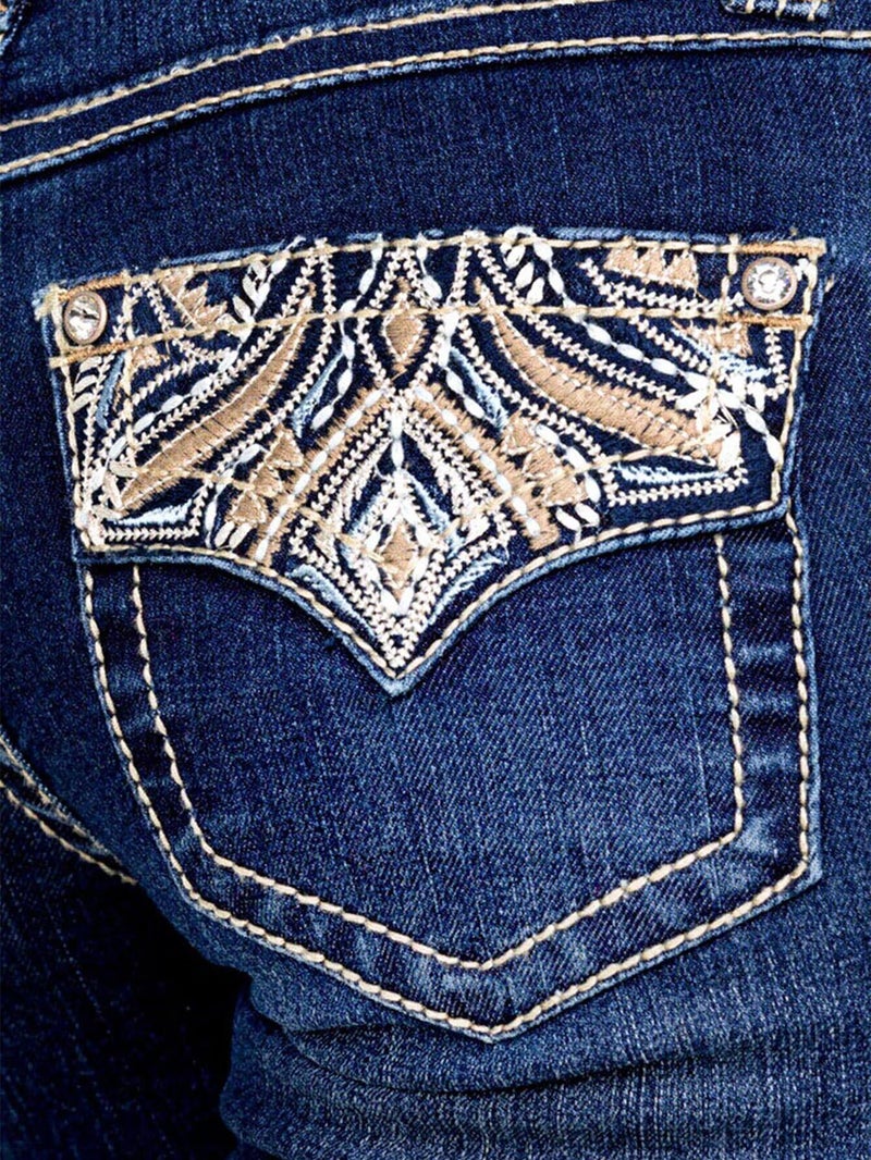 Flamingals Butt Lifting Bootcut Jeans Stretchy Casual Fall Winter Trendy Flare Leg Jeans for Women Navy Dark Blue L - Image 4