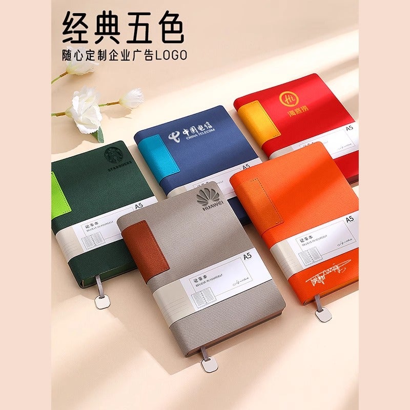 A5 Notebook Soft Leather Cover Gift Box High-End Business Office Work Meeting Record Book Soft Leather Cover Logo - Image 3