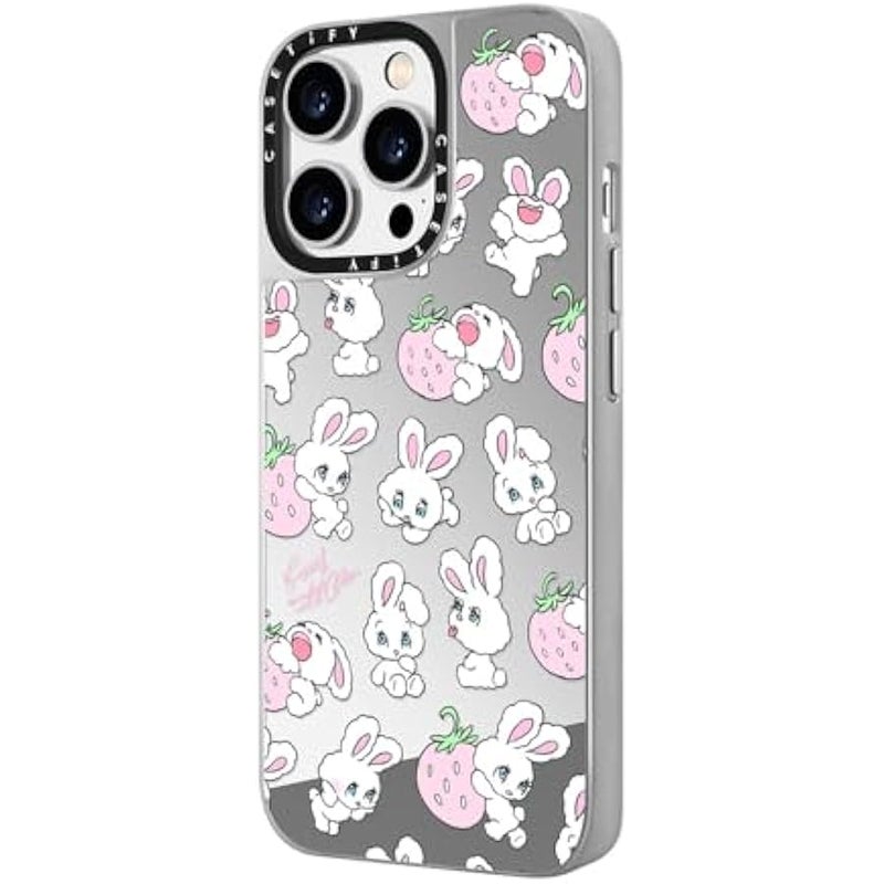 Casetify Mirror Case for iPhone 14 Pro Compatible with Magsafe - Strawberry Mix - Silver on Silver - Image 5