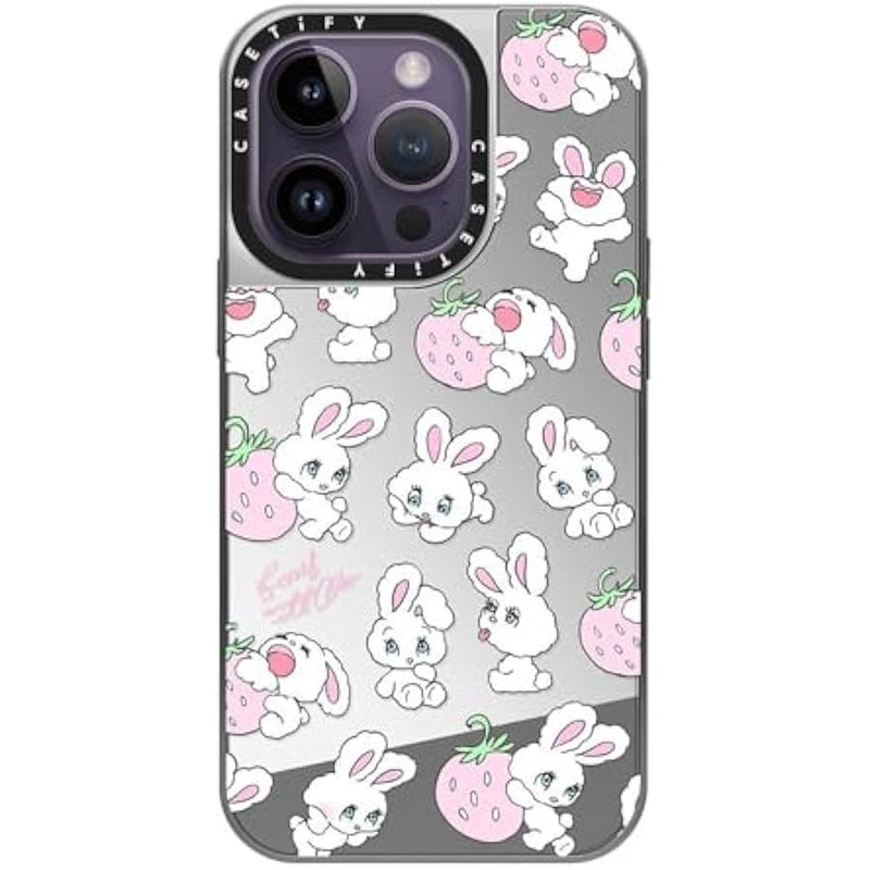 Casetify Mirror Case for iPhone 14 Pro Compatible with Magsafe - Strawberry Mix - Silver on Silver - Image 2