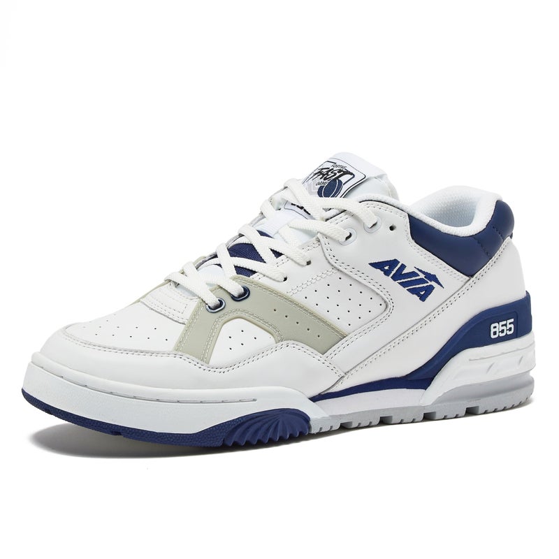Avia 855 Basketball Sneakers for Men Low Top Retro Womens or Mens Sneakers for Street or Court WhiteDark Blue 45 Medium