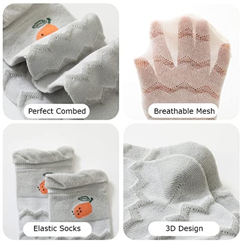 GUCHIGU Unisex Baby Knee-High Socks Toddlers Breathable Cute Print Sock Anti-mosquito Knit 5 Pair Cotton Ankle Socks for Little Kids Boys Girls (Multicolor, 6-36 Months, Pack of 5) - Image 4