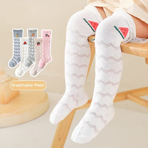 GUCHIGU Unisex Baby Knee-High Socks Toddlers Breathable Cute Print Sock Anti-mosquito Knit 5 Pair Cotton Ankle Socks for Little Kids Boys Girls (Multicolor, 6-36 Months, Pack of 5) - Image 2
