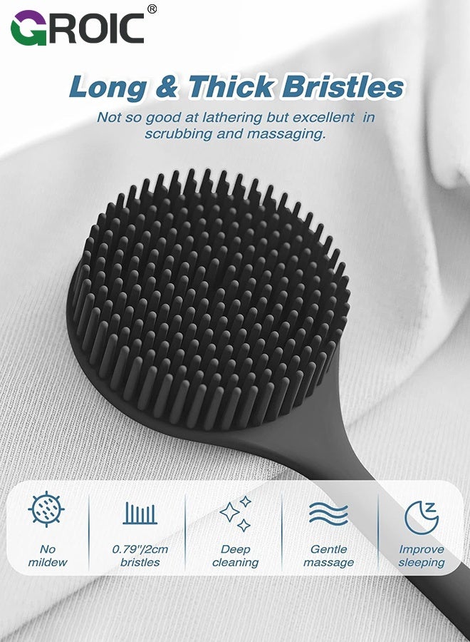 GROIC 4Pcs Silicone Back Body Face Scrubbers Set,Manual Face & Body Scrubber Exfoliator with Soft Bristles and Non-Slip Handle,Hand-fit Bath Glove & Face Scrubber for Deep Cleaning - Image 5