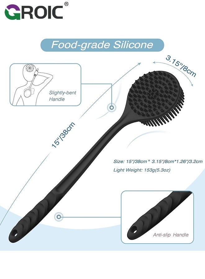 GROIC 4Pcs Silicone Back Body Face Scrubbers Set,Manual Face & Body Scrubber Exfoliator with Soft Bristles and Non-Slip Handle,Hand-fit Bath Glove & Face Scrubber for Deep Cleaning - Image 3