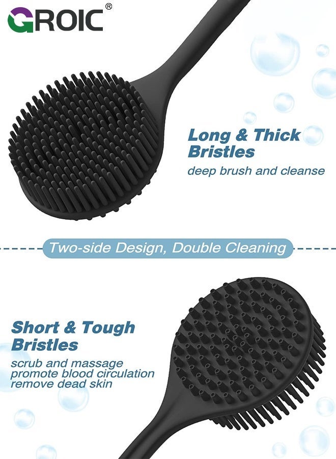 GROIC 4Pcs Silicone Back Body Face Scrubbers Set,Manual Face & Body Scrubber Exfoliator with Soft Bristles and Non-Slip Handle,Hand-fit Bath Glove & Face Scrubber for Deep Cleaning - Image 4
