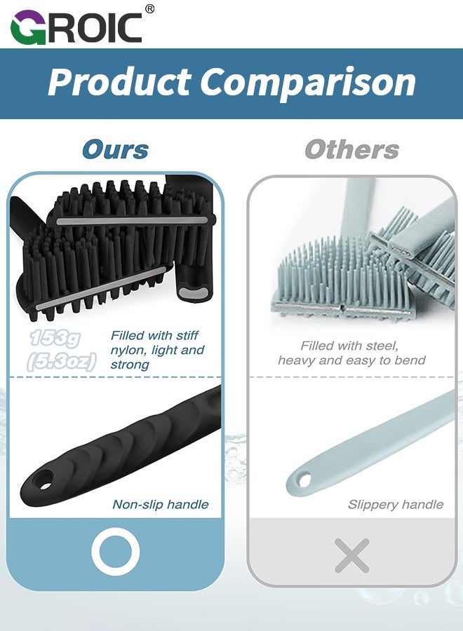 GROIC 4Pcs Silicone Back Body Face Scrubbers Set,Manual Face & Body Scrubber Exfoliator with Soft Bristles and Non-Slip Handle,Hand-fit Bath Glove & Face Scrubber for Deep Cleaning - Image 2