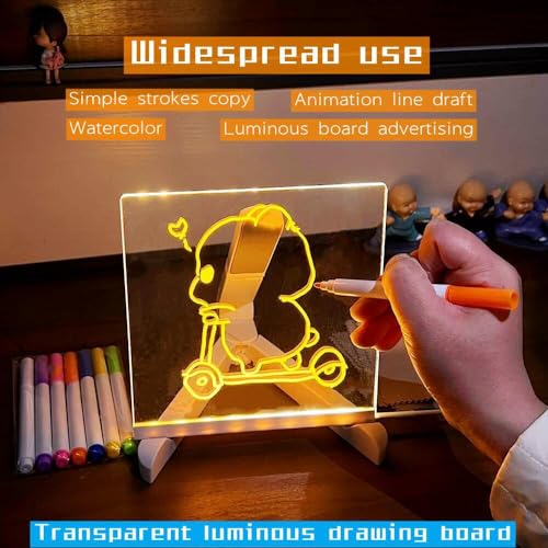 One94Store LED Acrylic Writing Board with Light & 7 Pens | 15x15 cm DIY 3D Rewritable Message Pad | Personalized Night Lamp & Display Board for Home, Office Desk, Kids & Gifts - Image 2