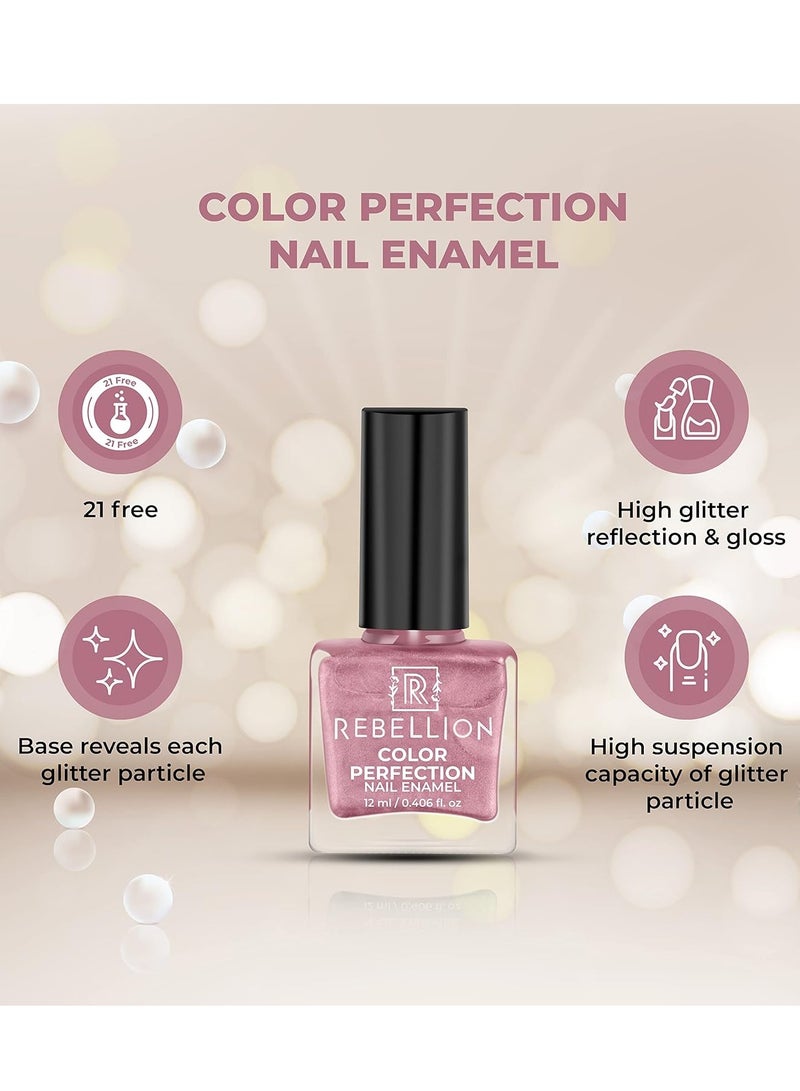 Rebellion Color Perfection Nail Enamel 12ml Rose Gold Vivid Pink RM06 - Image 4