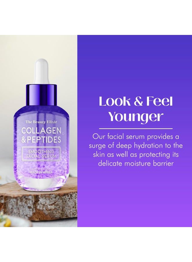 The Beauty Elixir Collagen & Peptides Serum For Face - Dermatologist Tested, Anti-Aging, Hydrating & Repairing Treatment for Fine Lines & Wrinkles - Clean Beauty, Cruelty-Free Korean Skincare - 1.69oz - Image 2