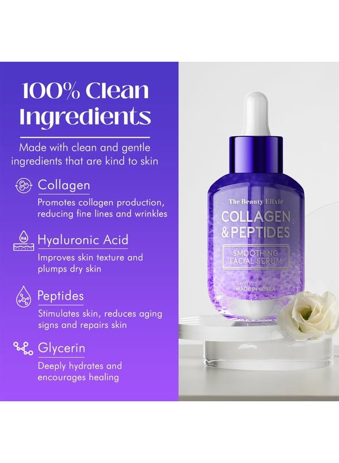 The Beauty Elixir Collagen & Peptides Serum For Face - Dermatologist Tested, Anti-Aging, Hydrating & Repairing Treatment for Fine Lines & Wrinkles - Clean Beauty, Cruelty-Free Korean Skincare - 1.69oz - Image 4