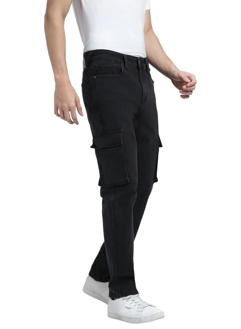 Dennis Lingo Black Denim Cargo Jeans for Men - Cargo Fit