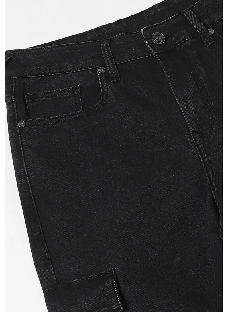 Dennis Lingo Black Denim Cargo Jeans for Men - Cargo Fit