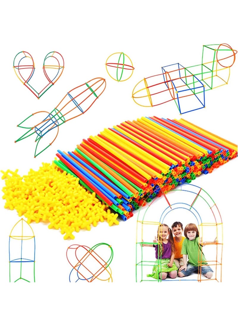 DUNISO 300 Pcs Children's Straw Building Set ，Straw Constructor Stem Building Toys，Straw Building Blocks Stem Kit，Safe and Fun，Gift for Boys and Girls - Image 1