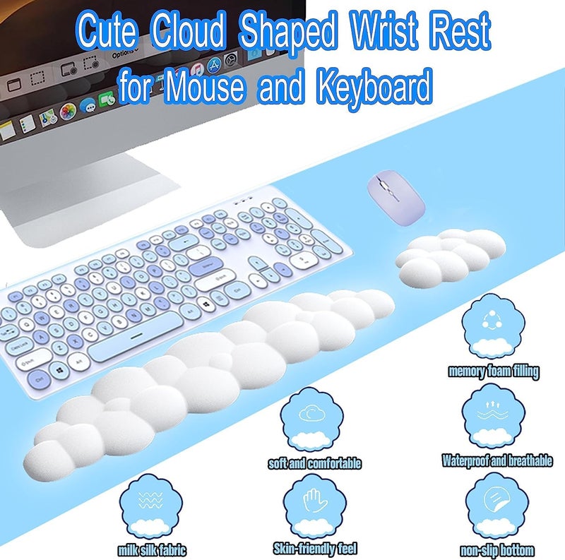 TNTAIAHL Keyboard and Mouse Wrist Rest Set, Ergonomic, Modern Cloud, PU Leather, Memory Foam - Image 2