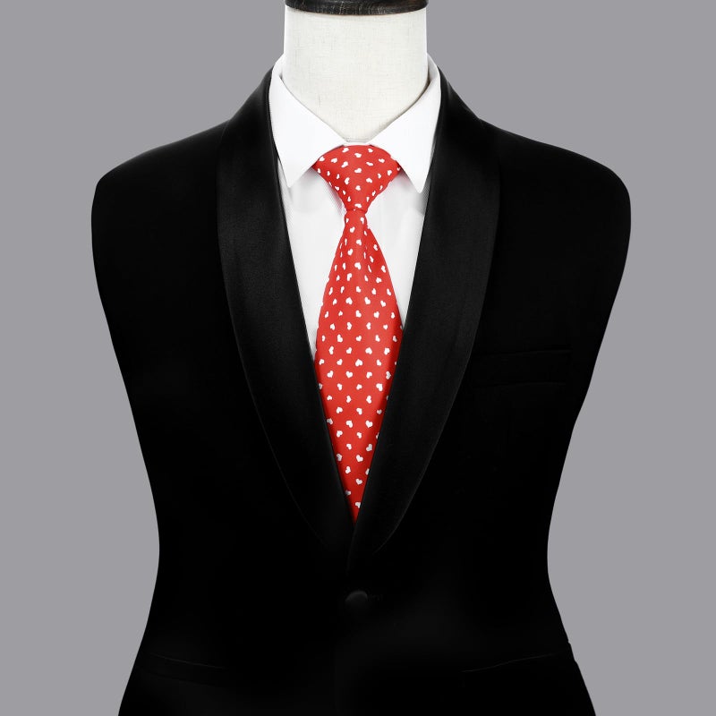 KOOELLE Men's Heart Necktie Tie Holiday Party Red Ties For Men 3.25 inch(8.3cm) - Image 2