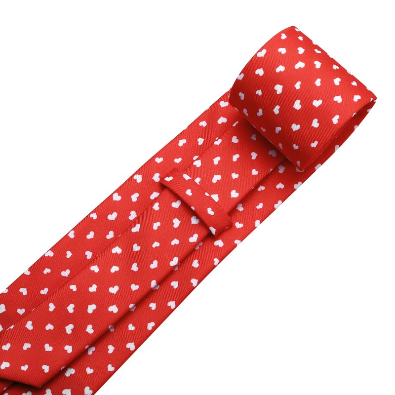 KOOELLE Men's Heart Necktie Tie Holiday Party Red Ties For Men 3.25 inch(8.3cm) - Image 4