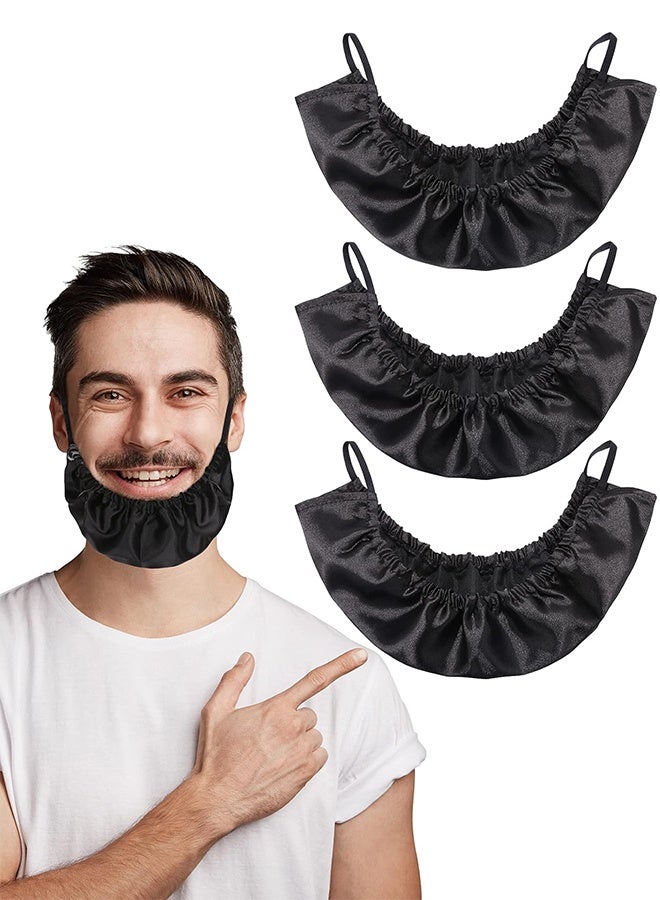 Sweet Life Beard Bandana, 3 Pack Men Beard Bib Black Beard Covers Soft Comfortable and Silky Satin Facial Hair Apron Guard Bonnet Rag Man Bedtime Bib Beard Cap Ear Beard Bandana  - Image 1