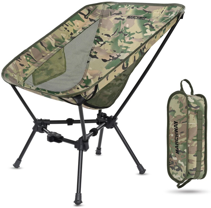MARCHWAY Lightweight Folding Camping Chair Portable Foldable Compact for Outdoor Camp Travel Beach Picnic Festival Hiking Backpacking Supports 330Lbs Camo