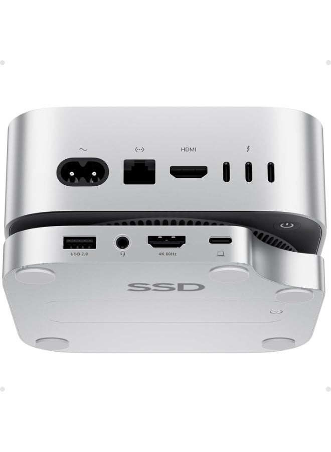 Mac mini M4 Dock with 4TB M.2 SSD Enclosure (SSD NOT Included), Mac mini M4/ M4 Pro Hub Stand with HDMI 4K 60Hz, 2024 MacMini USB C Hub Accessories, 3 USB A 2.0, SD/TF Card Slots, 3.5mm Audio - Image 1