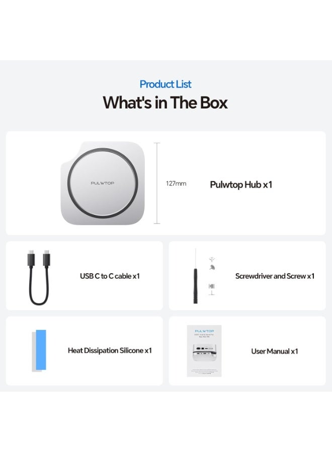 Mac mini M4 Dock with 4TB M.2 SSD Enclosure (SSD NOT Included), Mac mini M4/ M4 Pro Hub Stand with HDMI 4K 60Hz, 2024 MacMini USB C Hub Accessories, 3 USB A 2.0, SD/TF Card Slots, 3.5mm Audio - Image 3