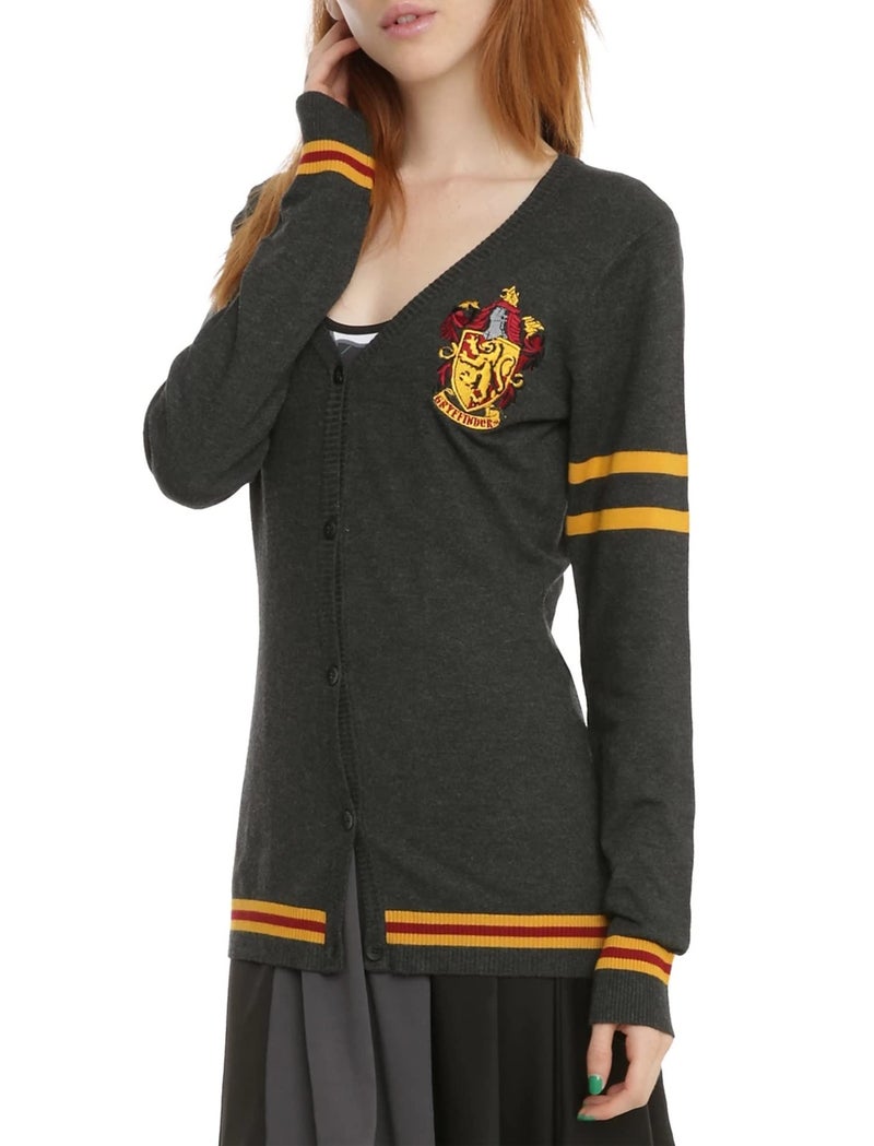 Bioworld Harry Potter Womens Gryffindor House Open Front Cardigan Juniors Knit Sweater (Large) - Image 1