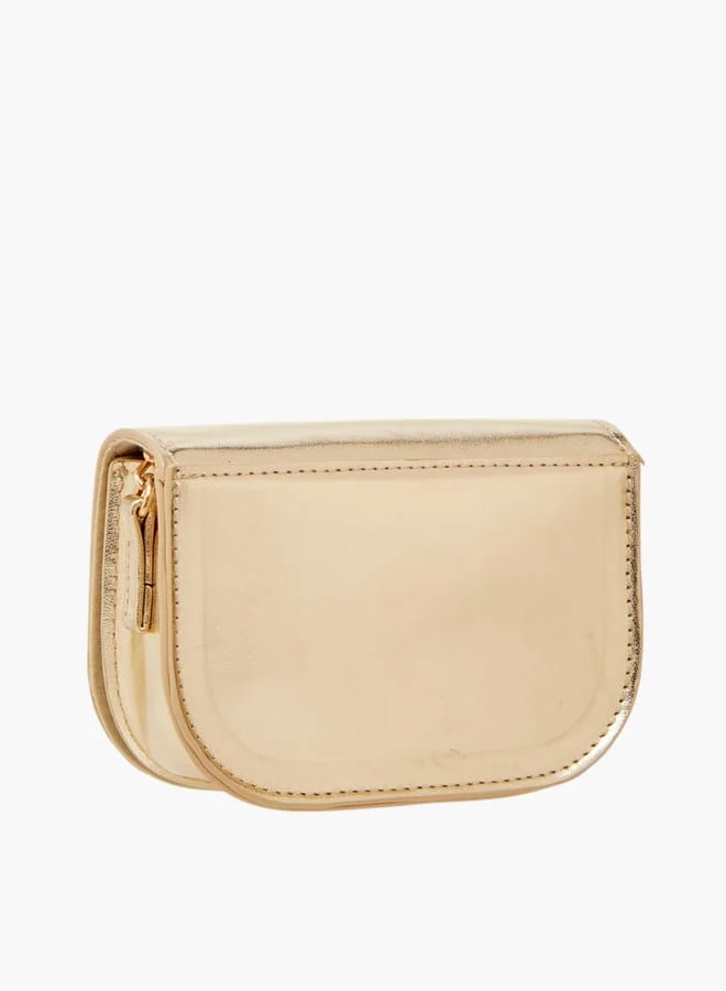 Celeste Girls Bow Embellished Crossbody Bag with Chain Strap and Button Closure
