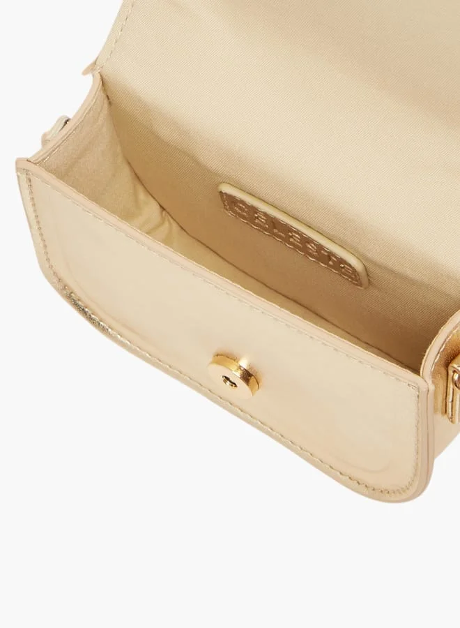 Celeste Girls Bow Embellished Crossbody Bag with Chain Strap and Button Closure