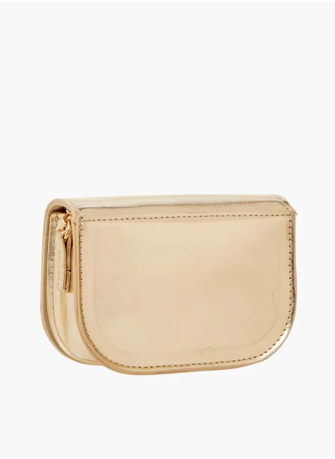 Celeste Girls Bow Embellished Crossbody Bag with Chain Strap and Button Closure