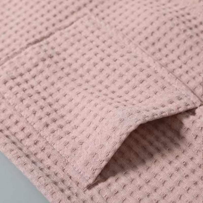Winsoyya Cotton Waffle Weave Bathrobe Free Size Spa Robe, Highly Absorbent Lightweight Hotel Bathrobe Unisex with Belt and Pockets Home, Spa, Sauna, Everyday Use - Image 4