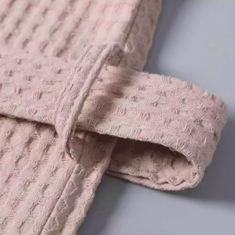 Winsoyya Cotton Waffle Weave Bathrobe Free Size Spa Robe, Highly Absorbent Lightweight Hotel Bathrobe Unisex with Belt and Pockets Home, Spa, Sauna, Everyday Use - Image 5
