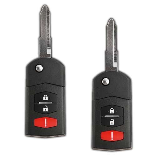 KeylessOption 2X KeylessOption Key Fob Replacement for 2004 2005 2006 2007 2008 Mazda 6 Hatchback Wagon RX8 Remote, 3-Button KPU41788, Locksmith Required - Image 1