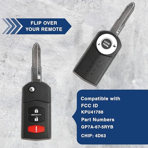 KeylessOption 2X KeylessOption Key Fob Replacement for 2004 2005 2006 2007 2008 Mazda 6 Hatchback Wagon RX8 Remote, 3-Button KPU41788, Locksmith Required - Image 4