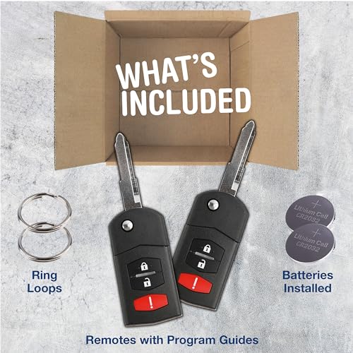 KeylessOption 2X KeylessOption Key Fob Replacement for 2004 2005 2006 2007 2008 Mazda 6 Hatchback Wagon RX8 Remote, 3-Button KPU41788, Locksmith Required - Image 2