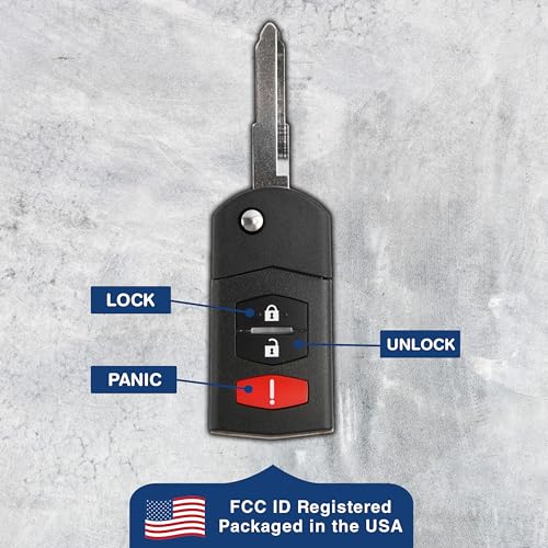 KeylessOption 2X KeylessOption Key Fob Replacement for 2004 2005 2006 2007 2008 Mazda 6 Hatchback Wagon RX8 Remote, 3-Button KPU41788, Locksmith Required - Image 5
