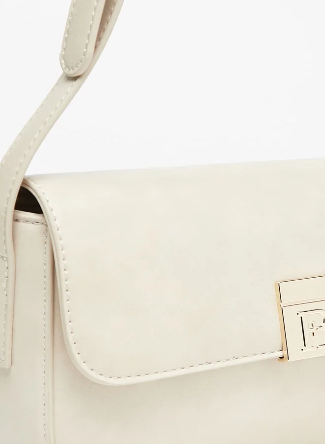 Flora Bella By Shoexpress Women's Solid Shoulder Bag with Adjustable Strap and Flap Closure