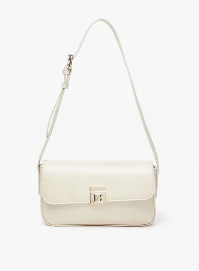 Flora Bella By Shoexpress Women's Solid Shoulder Bag with Adjustable Strap and Flap Closure
