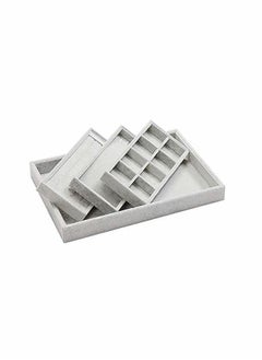 Jewelry Organiser, Premium Removable Large capacity Velvet Display Tray for Earring, Ring Storage Bracelet Necklace Earring 3 Compartments(Grey)