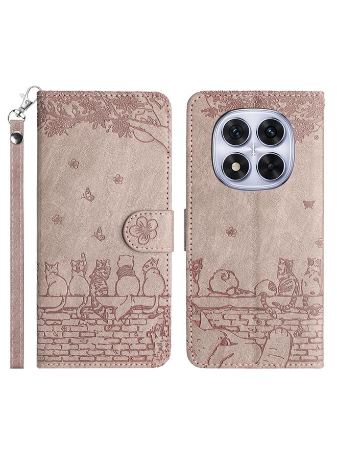 S-TOP Case For Redmi Note 14 Pro 5G Cat Embossing Pattern Leather Phone Case with Lanyard - Image 1