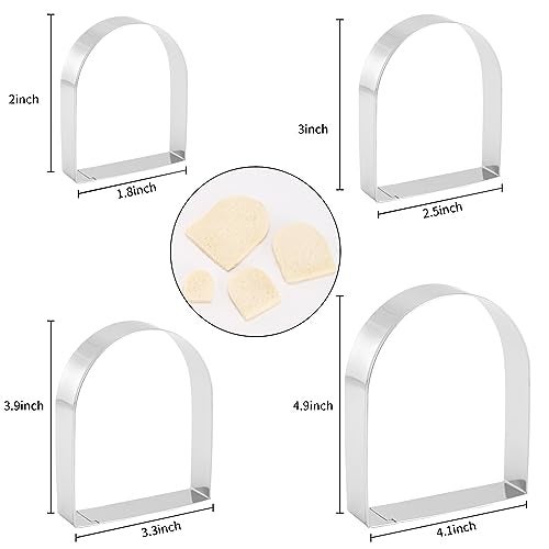 ANCKNE Arched Cookie Cutter Set ANCKNE 4 piece geometric cookie cutter molds - Stainless steel from 2 to 5 inches, Cake Cutters for Kitchen Baking - Image 3