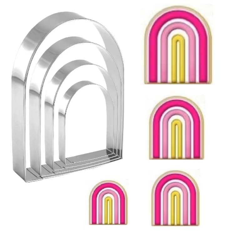 ANCKNE Arched Cookie Cutter Set ANCKNE 4 piece geometric cookie cutter molds - Stainless steel from 2 to 5 inches, Cake Cutters for Kitchen Baking - Image 1