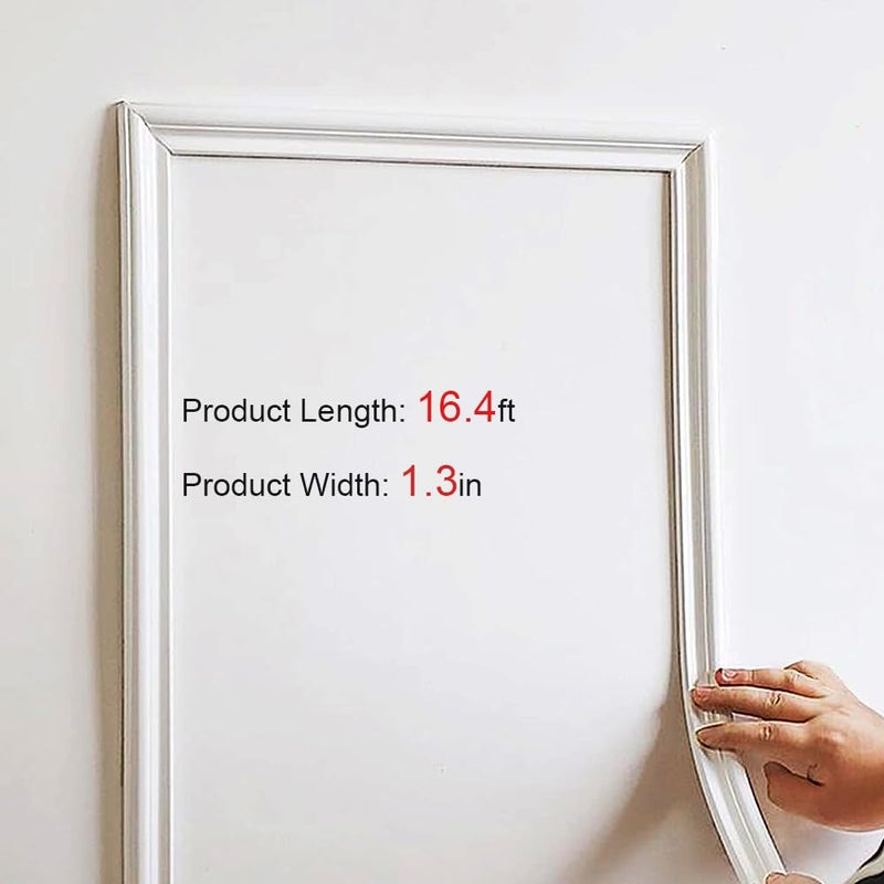 LaRolls Peel and Stick Flexible Wall Molding Trim Self Adhesive Decorative Strips, DIY 3D Ceiling Trim for Home DÃ©cor on Cabinet Door Mirror Frame, 1.3in(W) Ã—16ft(L), White - Image 4