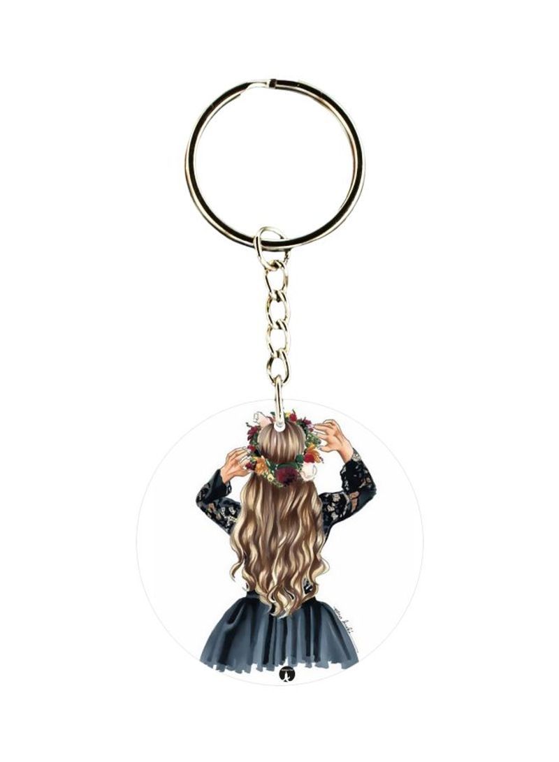 Girl Printed Plastic Keychain