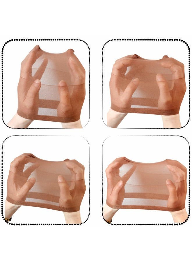 yantaisiyu 12 Pieces Wig Caps Stocking Wig Cap for Lace Front Wigs Nylon Wig Cap for Women Mesh Wig Cap(Dark Brown) - Image 3