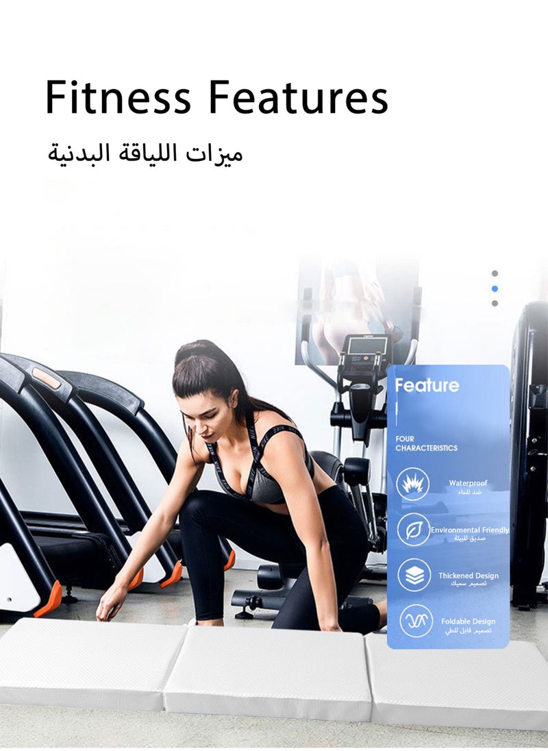 جورفنت - مرتبة ثلاثية الطي متعددة الوظائف، حشوة من إسفنج الذاكرة بدرجة حرارة ثابتة، مناسبة للياقة البدنية والتخييم والقيلولة، سرير فردي محمول ناعم للضيوف، أبيض - Image 1