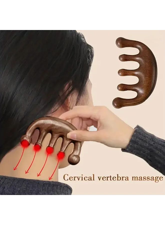 4pcs Five Tooth Handleless Meridian Massage Comb Unisex Scalp Brush Promotes Blood Circulation - Image 1