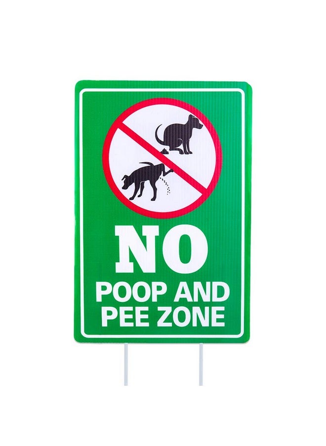 WaaHome - Double Side No Poop And Pee Zone Yard Signs With Stakes, 8''X12'' No Pooping Dog Sign - Image 1