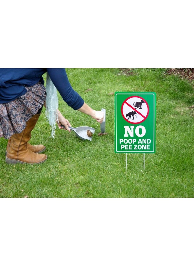 WaaHome - Double Side No Poop And Pee Zone Yard Signs With Stakes, 8''X12'' No Pooping Dog Sign - Image 1