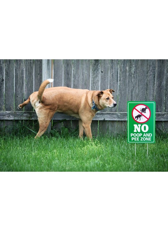 WaaHome - Double Side No Poop And Pee Zone Yard Signs With Stakes, 8''X12'' No Pooping Dog Sign - Image 1