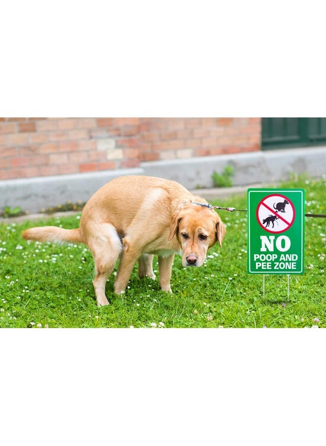WaaHome - Double Side No Poop And Pee Zone Yard Signs With Stakes, 8''X12'' No Pooping Dog Sign - Image 1